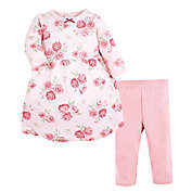 Hudson Baby&reg; 2-Piece Roses Quilted Dress &amp; Leggings Set in Pink