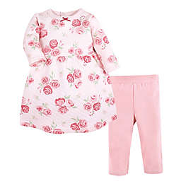 Hudson Baby® Size 9-12M 2-Piece Roses Quilted Dress & Leggings Set in Pink