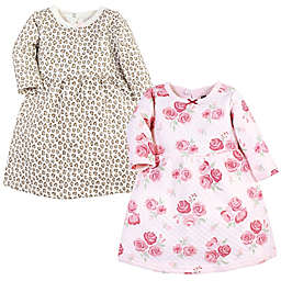 Hudson Baby® Size 9-12M 2-Pack Blush Rose and Leopard Long Sleeve Dresses