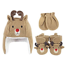 Hudson Baby® Size 0-6M Reindeer Hat, Mitten & Bootie 5-Piece Set in Brown