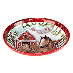 Certified International Homestead Christmas Serving Bowl in Red