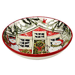 Certified International Snowman's Farmhouse Serving Bowl in Red