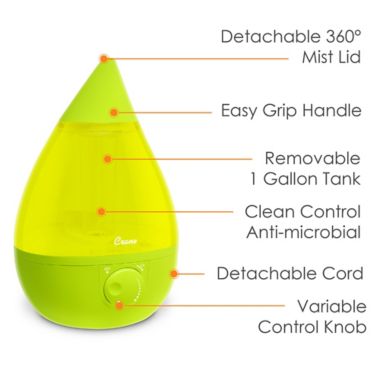 Crane Ultrasonic Cool-Mist Drop Shape Humidifier in Green. View a larger version of this product image.