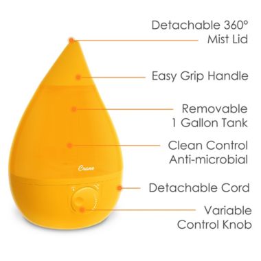 Crane Ultrasonic Cool-Mist Drop Shape Humidifier in Orange. View a larger version of this product image.