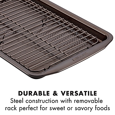 Circulon&reg; Non-Stick 2-Piece Baking Pan and Cooling Rack Set in Chocolate. View a larger version of this product image.