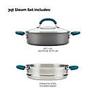Alternate image 2 for Rachael Ray&trade; Create Delicious Nonstick Hard-Anodized 3-Piece Steamer Set in Teal
