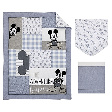 Disney&reg; Call Me Mickey 3-Piece Crib Bedding Set in Blue. View a larger version of this product image.