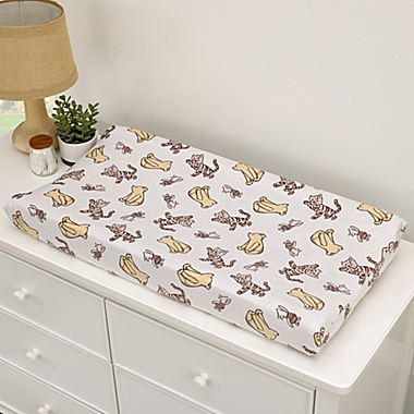 Disney&reg; Classic Pooh Hunny Fun Changing Pad Cover in White/Taupe. View a larger version of this product image.
