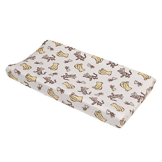 Alternate image 1 for Disney® Classic Pooh Hunny Fun Changing Pad Cover in White/Taupe