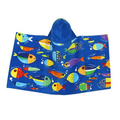 H for Happy&trade; Fish School Hooded Beach Towel in Cool