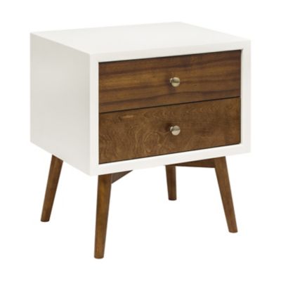Babyletto Palma Nightstand with USB Port in White/Walnut