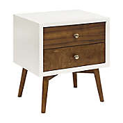 Babyletto Palma Nightstand with USB Port in White/Walnut