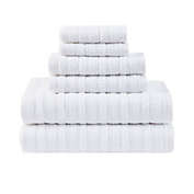 Clean Spaces Aure 100% Cotton Solid Textured 6-Piece Towel Set in White