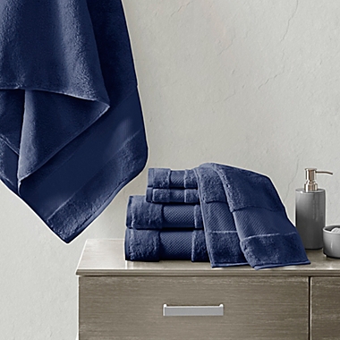 Madison Park Signature Turkish Cotton 6-Piece Bath Towel Set in Navy. View a larger version of this product image.