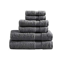 Madison Park Signature Luxor 100% Egyptian Cotton 6-Piece Bath Towel Set in Charcoal