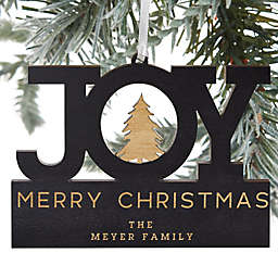 Family Joy Personalized Wood Ornament in Black