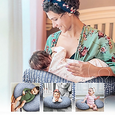 Boppy&reg; Original Nursing Pillow and Positioner in Blue Herringbone. View a larger version of this product image.
