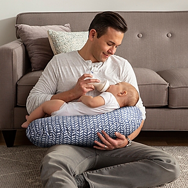 Boppy&reg; Original Nursing Pillow and Positioner in Blue Herringbone. View a larger version of this product image.