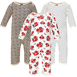 Hudson Baby® 3-Pack Rose Leopard Long Sleeve Coveralls in Red