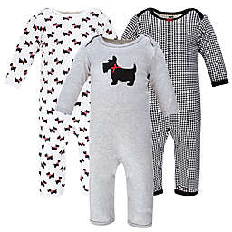 Hudson Baby® Size 3-6M 3-Pack Scottie Dog Long Sleeve Coveralls in Grey