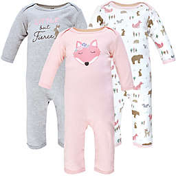 Hudson Baby® Size 9-12M 3-Pack Girl Fox Long Sleeve Coveralls in Pink