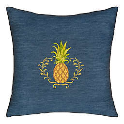 Linum Home Textiles Welcome Square Throw Pillow in Denim Blue