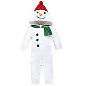 Hudson Baby&reg; Size 12-18M Snowman Long Sleeve Plush Christmas Jumpsuit in White