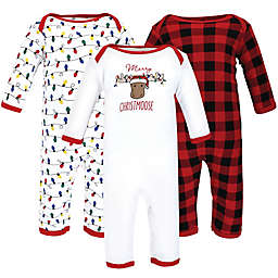 Hudson Baby® 3-Pack Christmoose Cotton Coveralls in Red
