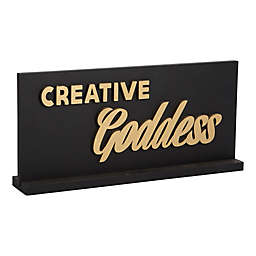 Home Essentials 12-Inch CREATIVE GODDESS Stand Sign in Black/Gold