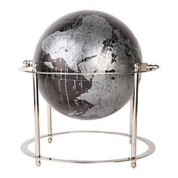 Home Essentials Decorative Globe with Stand in Black/Silver