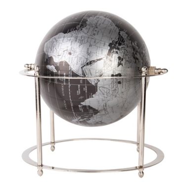 Home Essentials Decorative Globe with Stand in Black/Silver. View a larger version of this product image.