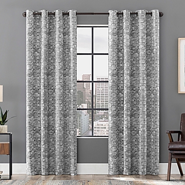 Scott Living Osaka  Cotton Blend Total Blackout 96-Inch Grommet Window Curtain Panel in Gray. View a larger version of this product image.