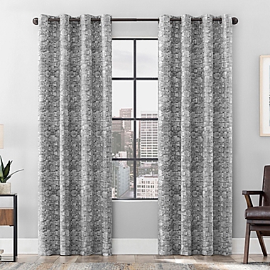 Scott Living Osaka  Cotton Blend Total Blackout 96-Inch Grommet Window Curtain Panel in Gray. View a larger version of this product image.