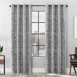 Scott Living Osaka  Cotton Blend Total Blackout 96-Inch Grommet Window Curtain Panel in Gray