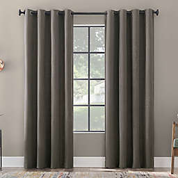 Scott Living Rafaela Chenille Total Blackout 84-Inch Grommet Window Curtain Panel in Coal Gray