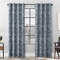 Scott Living Osaka Cotton Blend Total Blackout 96-Inch Grommet Window Curtain Panel in Blue