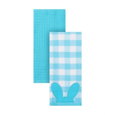 H for Happy&trade; Gingham Bunny Easter Kitchen Towels in Blue (Set of 2)