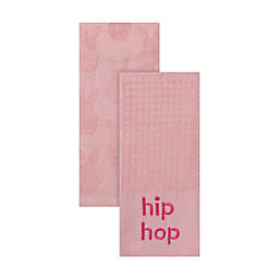 H for Happy™ Hip Hop Bunny Easter Kitchen Towels in Pink (Set of 2)