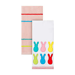 H for Happy™ Bunnies & Stripes Easter Kitchen Towels in White (Set of 2)