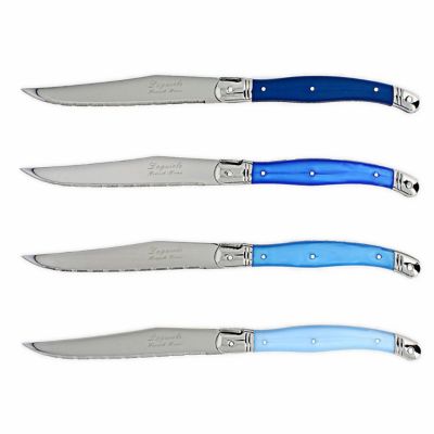 French Home Laguiole Steak Knives in Shades of Blue (Set of 4)