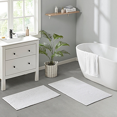 Clean Spaces Aure 100% Cotton Reversible 24&quot; x 40&quot; Bath Rug in White. View a larger version of this product image.