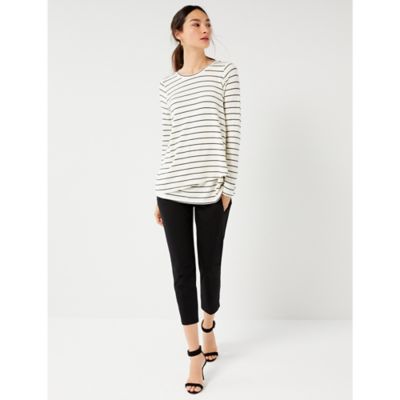A Pea in the Pod Small Long Sleeve Striped Pull Over Nursing Tee in Black/White