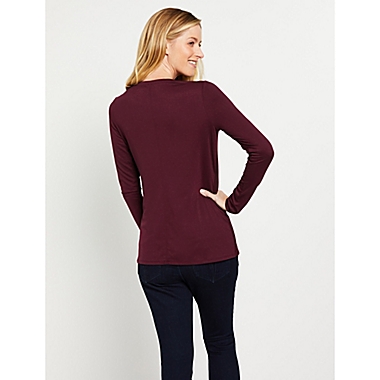 Motherhood Maternity&reg; Medium Pull Over Long Sleeve Nursing Tee in Wine. View a larger version of this product image.