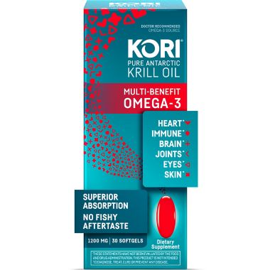 Kori&reg; 30-Count Pure Antarctic Krill Oil 1200 mg Softgels. View a larger version of this product image.