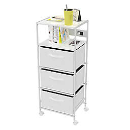 Simply Essential™ Storage Cart with USB Charging Station in Bright White