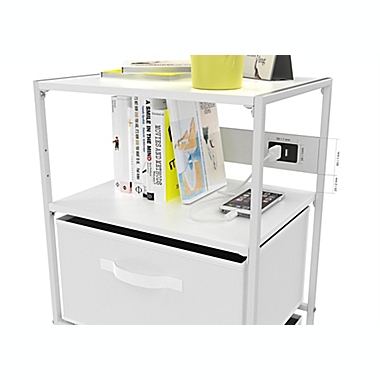 Simply Essential&trade; Storage Cart with USB Charging Station in Bright White. View a larger version of this product image.