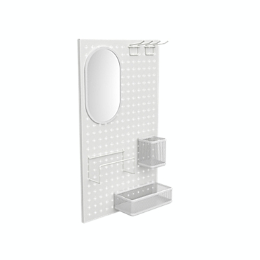 Squared Away&trade; Wall Mounted Peg Board Organizer in White. View a larger version of this product image.