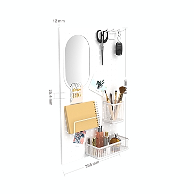 Squared Away&trade; Wall Mounted Peg Board Organizer in White. View a larger version of this product image.