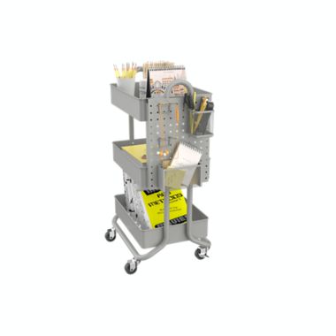 Squared Away&trade; Organizer Cart Pegboard &amp; Accessories in Grey. View a larger version of this product image.