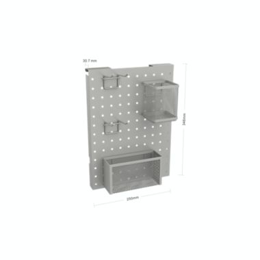 Squared Away&trade; Organizer Cart Pegboard &amp; Accessories in Grey. View a larger version of this product image.